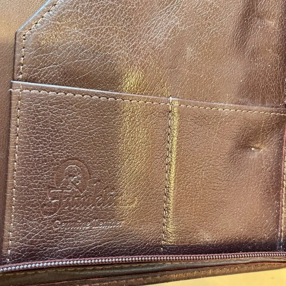 Leather Franklin Inserts Covey Planner Zippered 7-Ring Organizer Burgundy